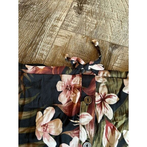 Chaser Tropical Womens Mini Skirt Size Medium Floral Button Pull On Lightweight - Picture 5 of 7